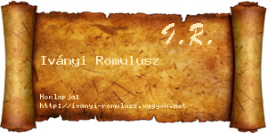 Iványi Romulusz névjegykártya